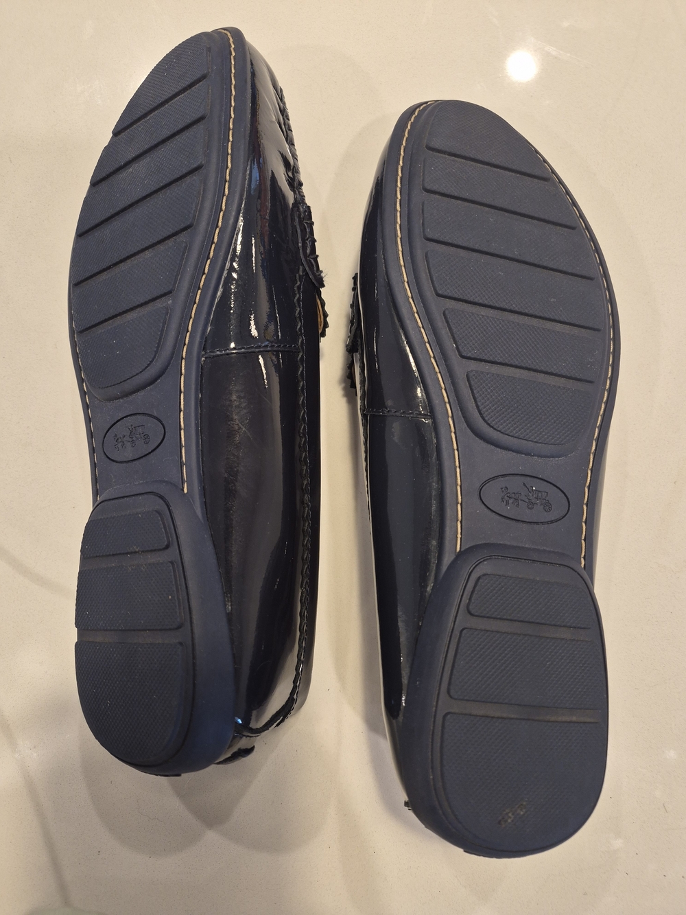 Coach Women's Navy Patent Leather Penny Loafers Size 9.5 - Picture 5 of 6